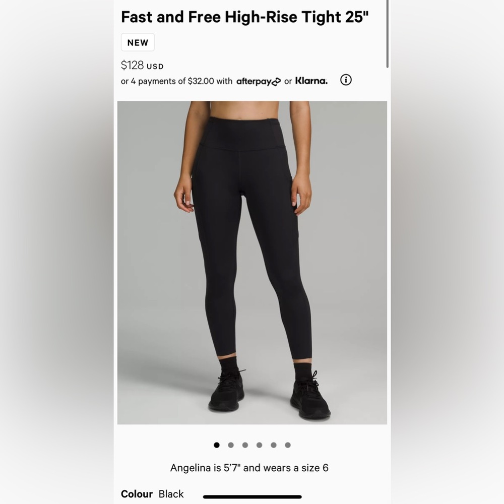 Lululemon Fast & Free high rise right 25”